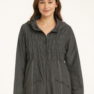 Mondetta Gray-GrandPrix Mondial-Long Line Rain Coat Jacket-Size S-A006
